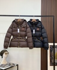 셀리느 후드 쇼트 화이트 구스 다운 패딩