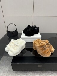 셀린느 플랫폼 힐 퍼 슬리퍼