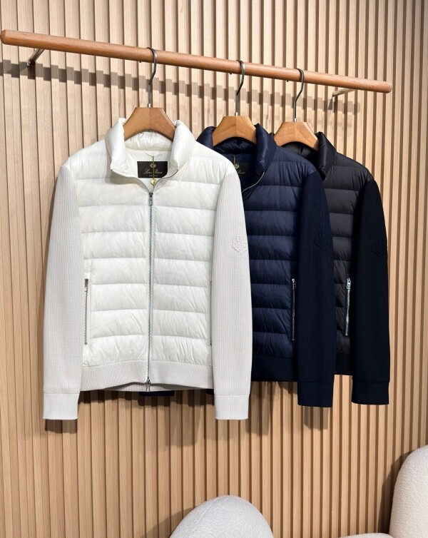 위핑,로로피아나 남성 쇼트 다운 재킷 화이트 오리털