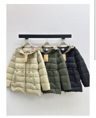 버버리 후드 스트링 쇼트 패딩 90 화이트 오리털