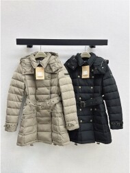 버버리 후드 롱 패딩 90 화이트 오리털