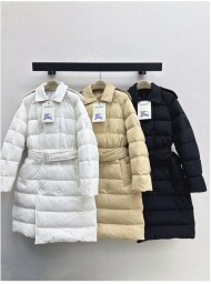 버버리 후드 롱 다운 패딩 90 화이트 오리털