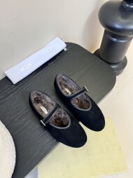 더로우 스웨이드 발레리나 플랫 Boheme MJ F1396L25BLK