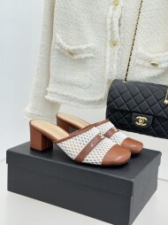 샤넬 클래식 더블 C 메쉬 가죽 통굽 슬리퍼 3컬러