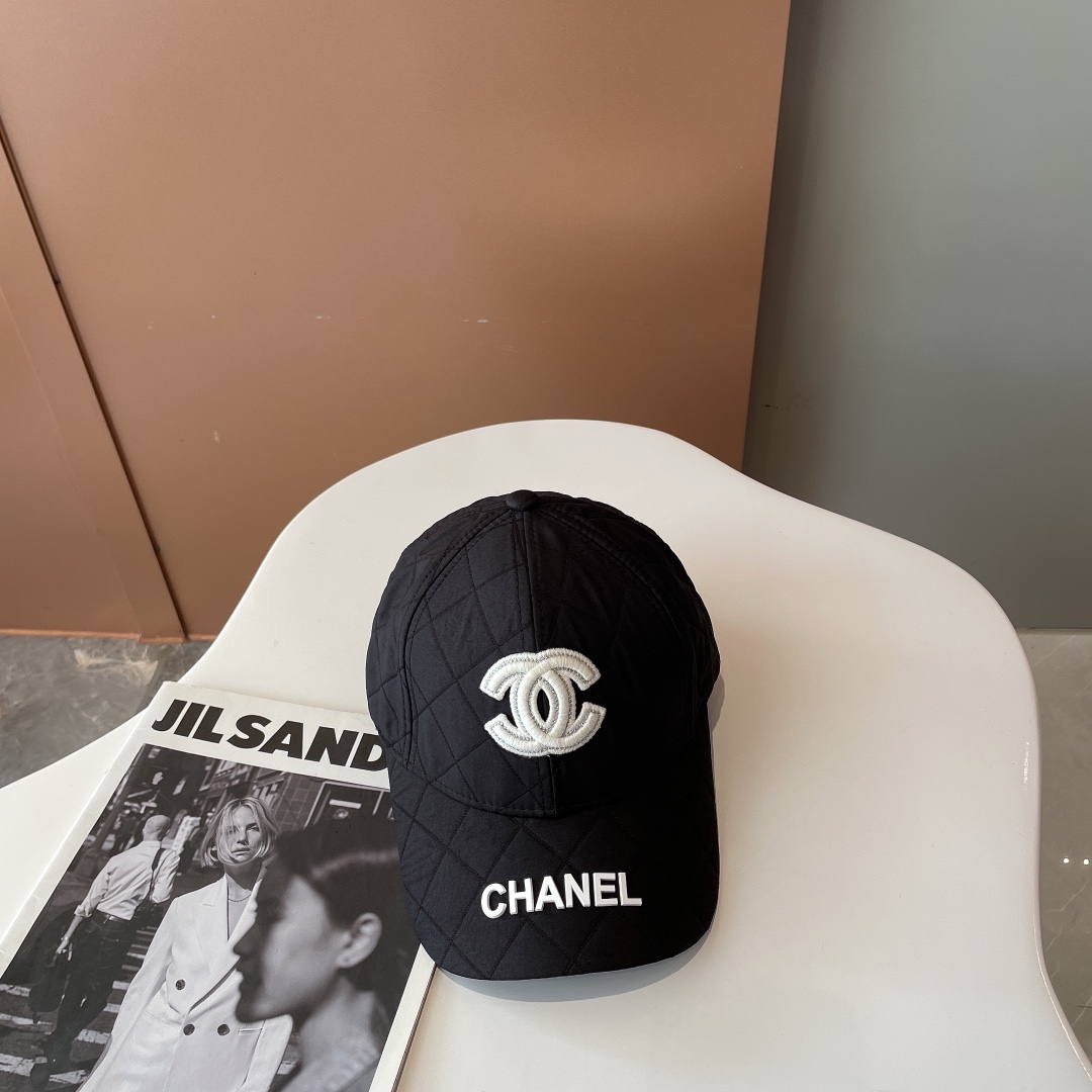 위핑,샤넬 CHANEL 패션 간단한 모든 경기 야구 모자 정점 모자 블랙