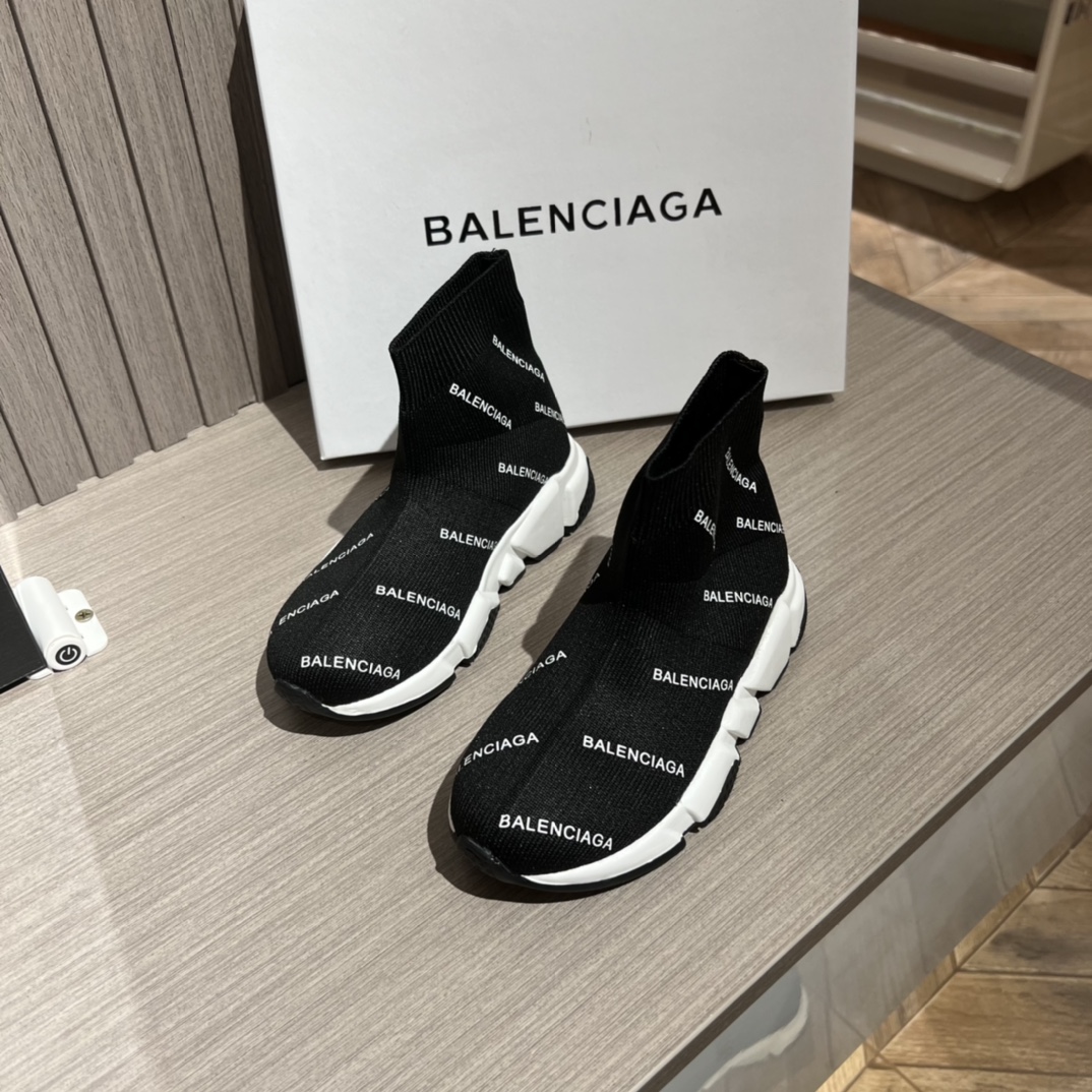 위핑,발렌시아가 Balenciaga 유행 모든 경기 니트 아동 캐주얼 신발 통기성 운동화 남여 공용 블랙