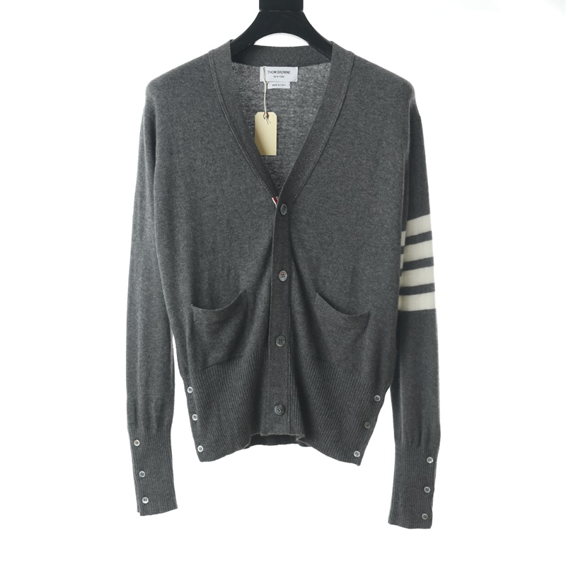 위핑,톰 브라운 Thom Browne TB 4버튼 4바 캐시미어 가디건 회색