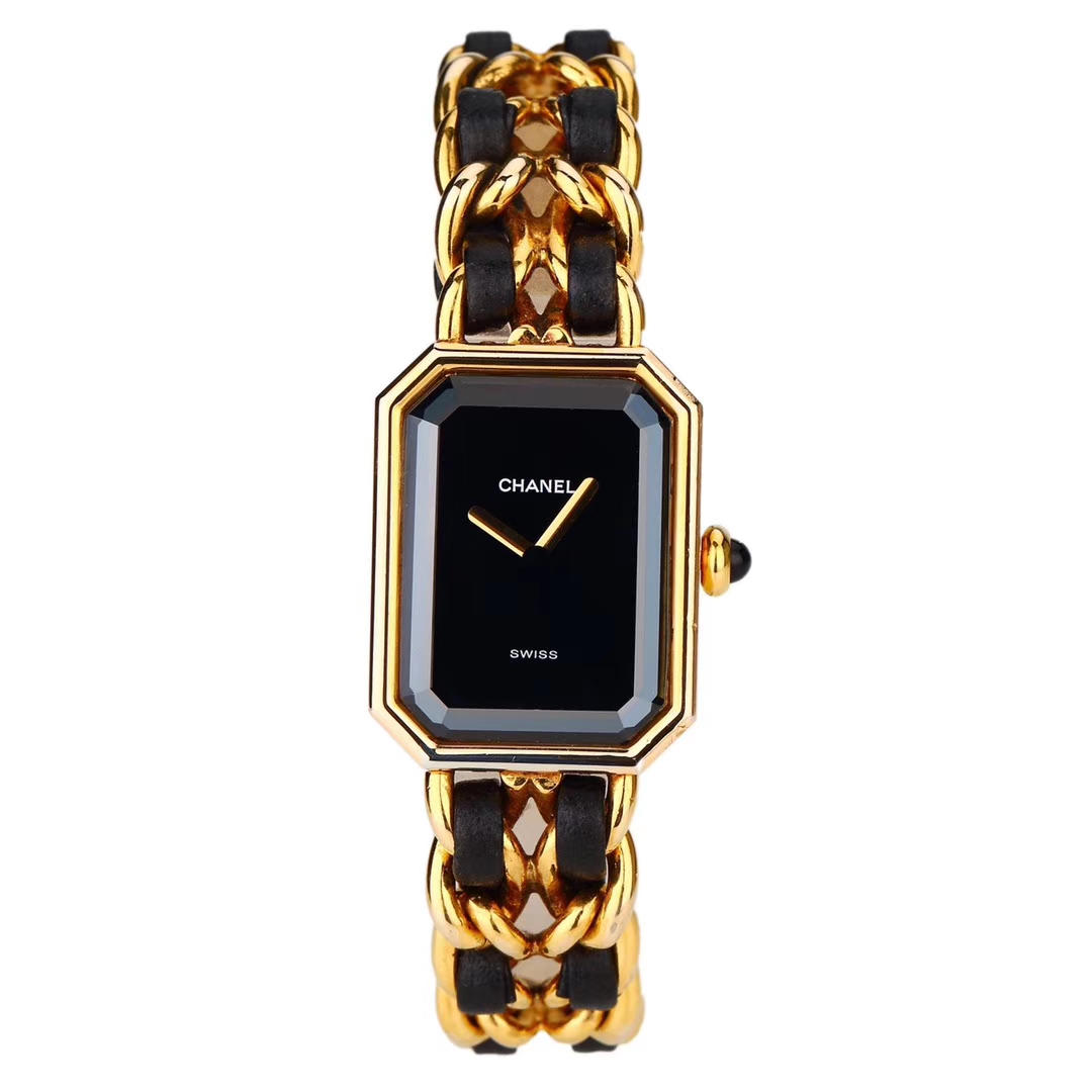 샤넬 Chanel 레이디스 PREMIERE Sugar Cube 금 쿼츠 시계 26*20mm