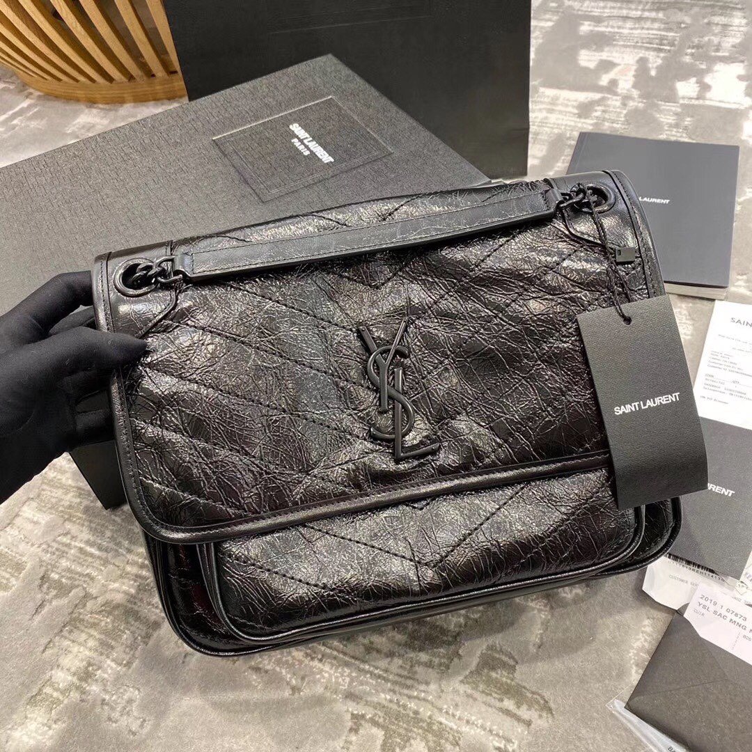 생로랑 Saint Laurent 숙녀 미디엄 레트로 플리츠 NIKI 백 베이비 체인 숄더 크로스 바디 백 498894