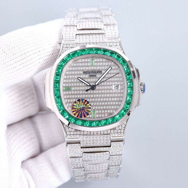 에이프,파텍 필립 Patek Philippe 노틸러스 시리즈 전체 다이아몬드 여성용 시계 5719/1G-001