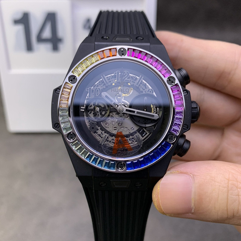 위블로 Hublot 패션 크로노그래프 레인보우 서클 남성용 시계