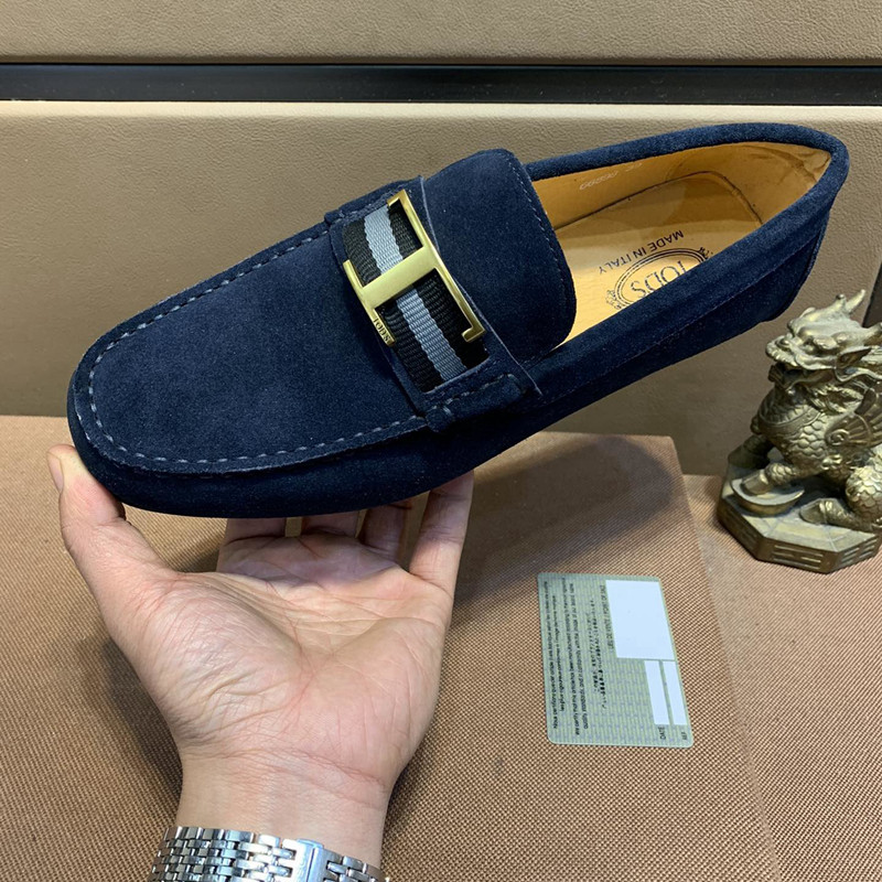 위핑,토즈 TOD'S 남성 패션 완두콩 신발 비즈니스 캐주얼 모든 매치 드라이빙 슈즈 다크 블루