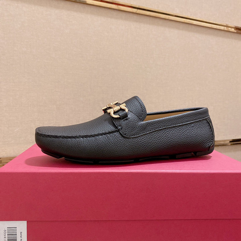 위핑,페라가모 Ferragamo 패션 심플 비니 슈즈 캐주얼 만능 남성용 가죽신 블랙