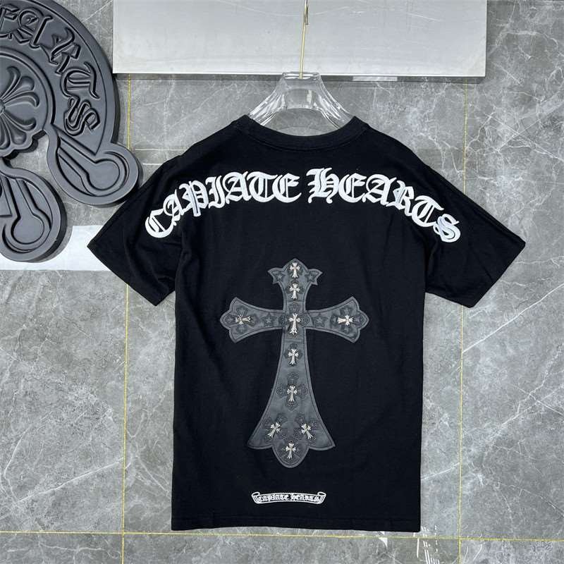위핑,크롬하츠 Chrome Hearts 트렌디한 자수 반팔 티셔츠 블랙