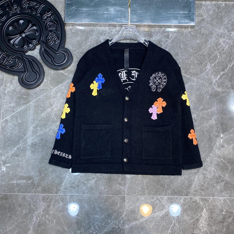 위핑,크롬하츠 Chrome Hearts 패션 캐주얼 올 매치 여성 니트 가디건 스웨터 블랙