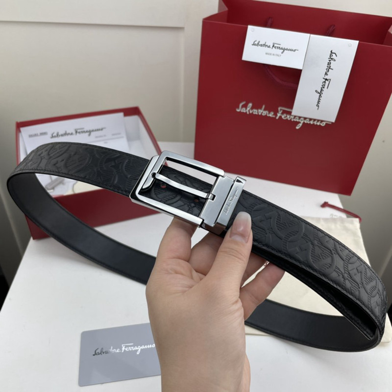 페라가모 Ferragamo 양각 소가죽 남성 여가 벨트