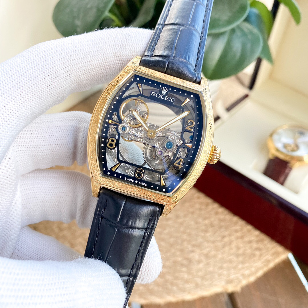 위핑,롤렉스 Rolex 가죽 스트랩 42mm 남성용 오토매틱 기계식 시계