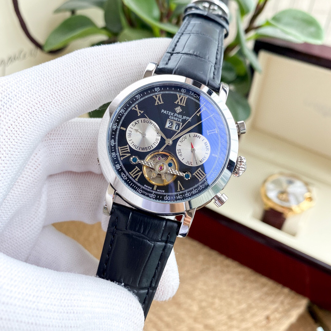 위핑,파텍필립 PATEK PHILIPPE 가죽 스트랩 42MM 남성용 패션 오토매틱 기계식 시계
