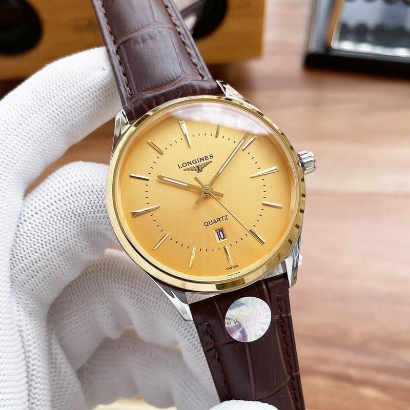 론진 Longines 고전적인 큰 세 바늘 디자인 남성용 쿼츠 시계 40MM