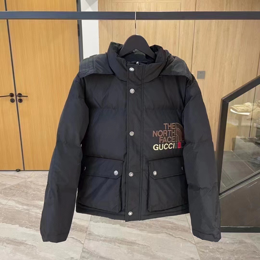 위핑,노스페이스 THE NORTH FACE 클공동 브랜드 구찌 캐주얼 웜 커플 다운 재킷 블랙