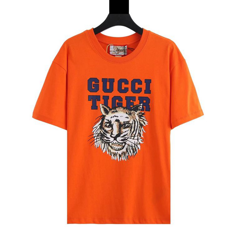 위핑,구찌 Gucci 타이거 프린트 오렌지 반팔 티셔츠 남여 공용