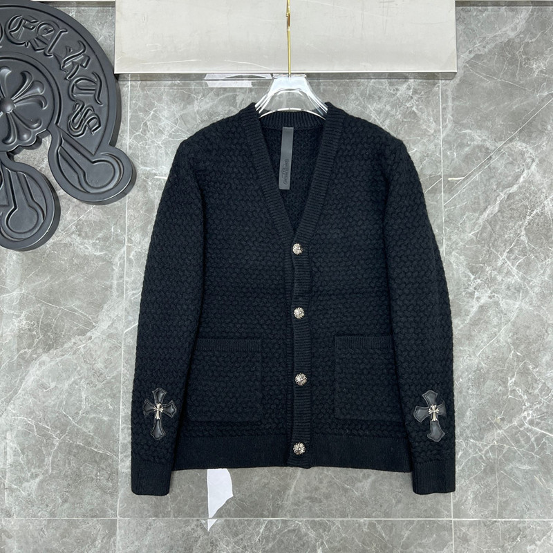 위핑,크롬하츠 Chrome Hearts 22ss 산스크리트 크로스 V넥 가디건 스웨터 재킷 블랙