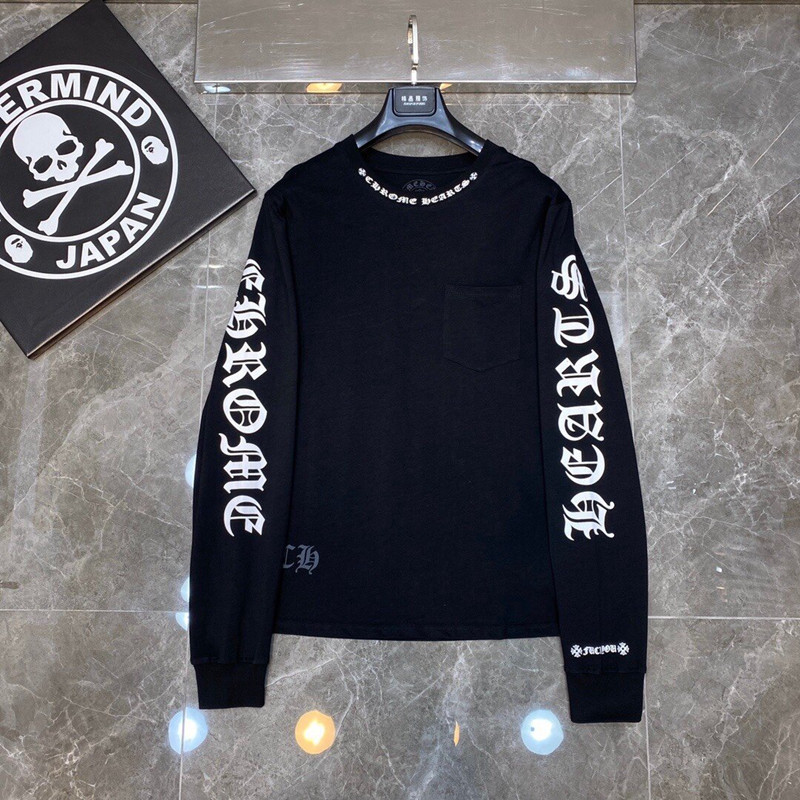 크롬하츠 Chrome Hearts 패션 심플 다용도 긴팔 티셔츠 남여 공용 블랙