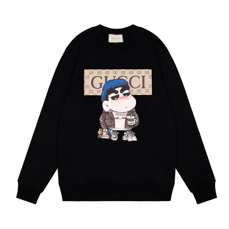 구찌 Gucci 22Fw 크레용 신짱 프린트 커플 스웨트셔츠 블랙 남여 공용