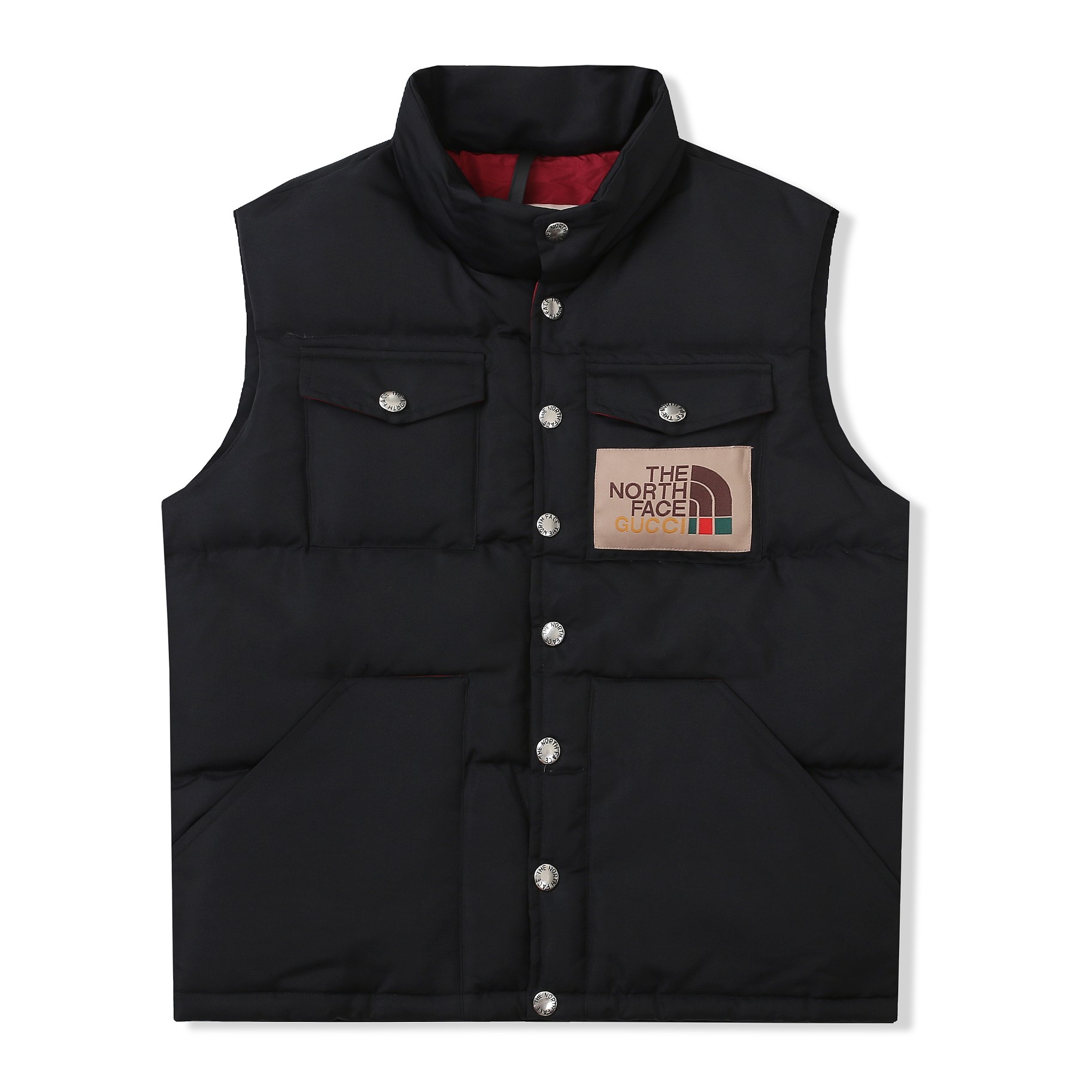 위핑,노스페이스 THE NORTH FACE 조인트 구찌 패션 스탠드 칼라 다운 조끼 남여 공용 블랙