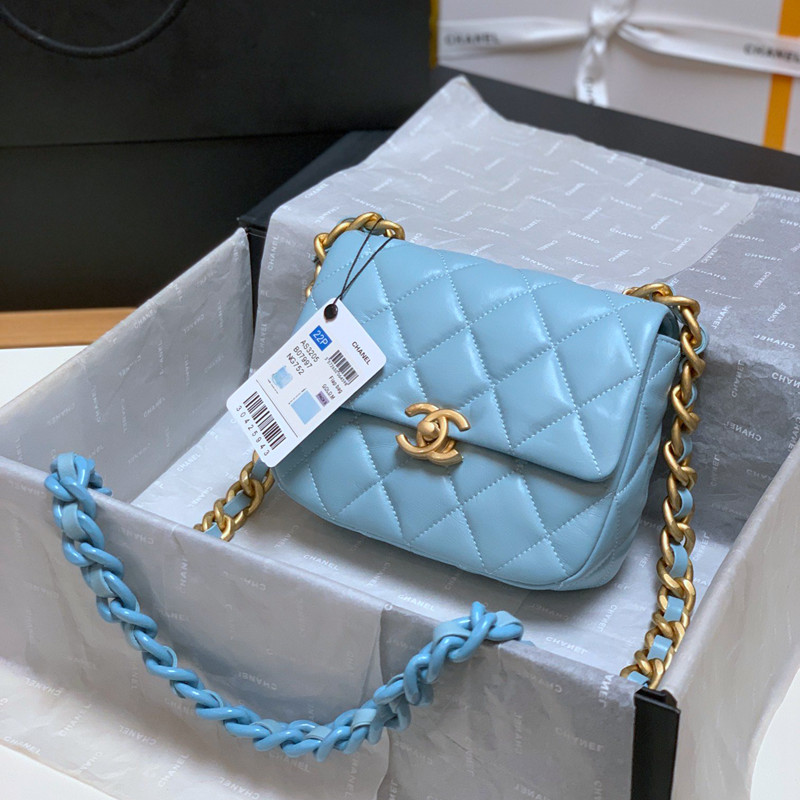 위핑,샤넬 Chanel 빈티지 플랩 백 블루 숄더 크로스바디 백