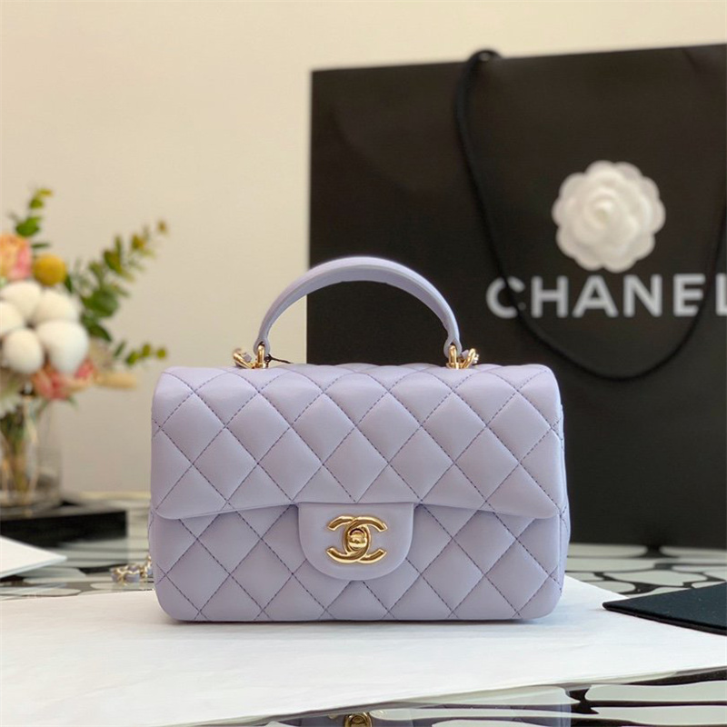 위핑,샤넬 Chanel CF 플랩 백 숄더 사선 그리드 체인 백 보라색