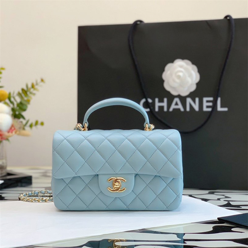 샤넬 Chanel CF 플랩 백 숄더 사선 그리드 체인 백 블루