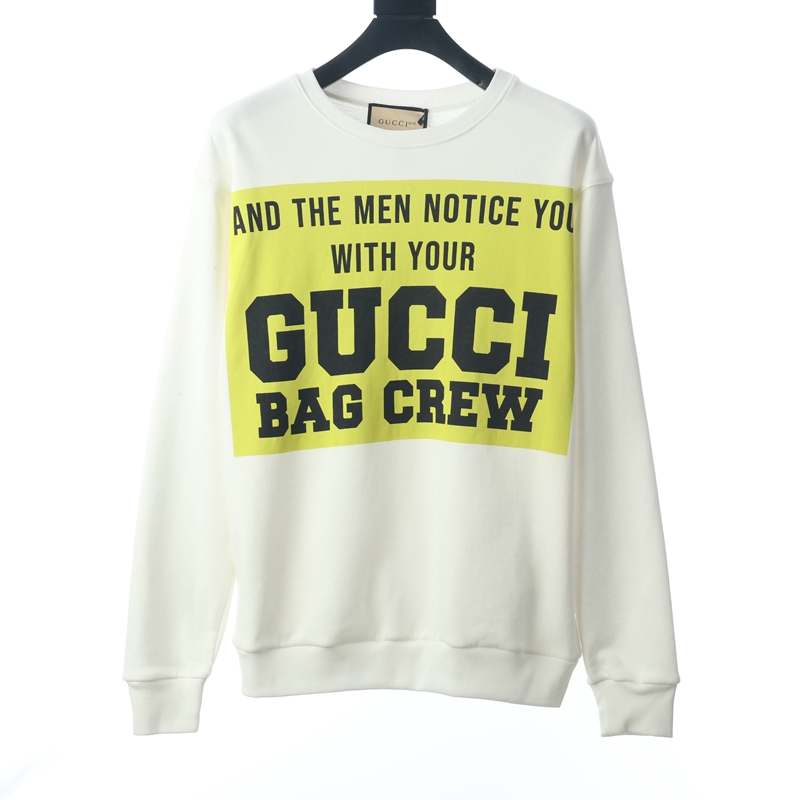 위핑,구찌 Gucci 옐로우 바텀 슬로건 프린트 크루넥 스웻셔츠 남여 공용