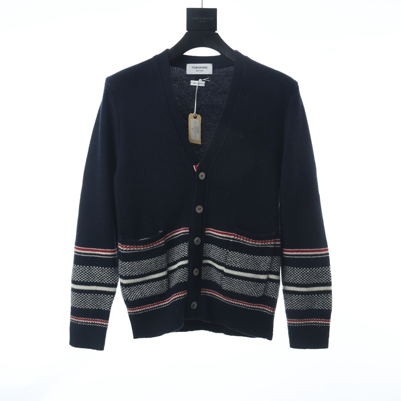 위핑,톰브라운 THOM BROWN 버즈 아이 자카드 스트라이프 자카드 울 가디건 코트 남여 공용