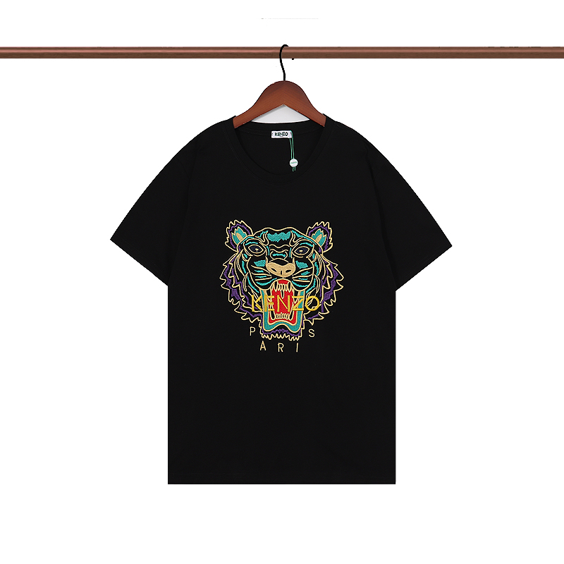 겐조 Kenzo 패션 캐주얼 타이거 헤드 자수 반팔 티셔츠 남여 공용