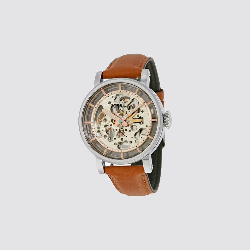 위핑,Fossil ME3109 Women Boyfriend Automatic Skeleton Dial